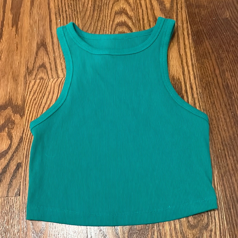 Green halter crop top